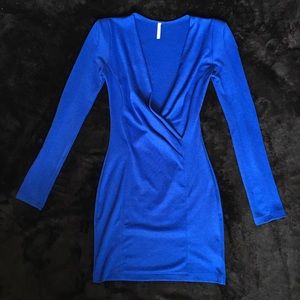 Cefian U.S.A. Blue Plunging Bodycon Dress